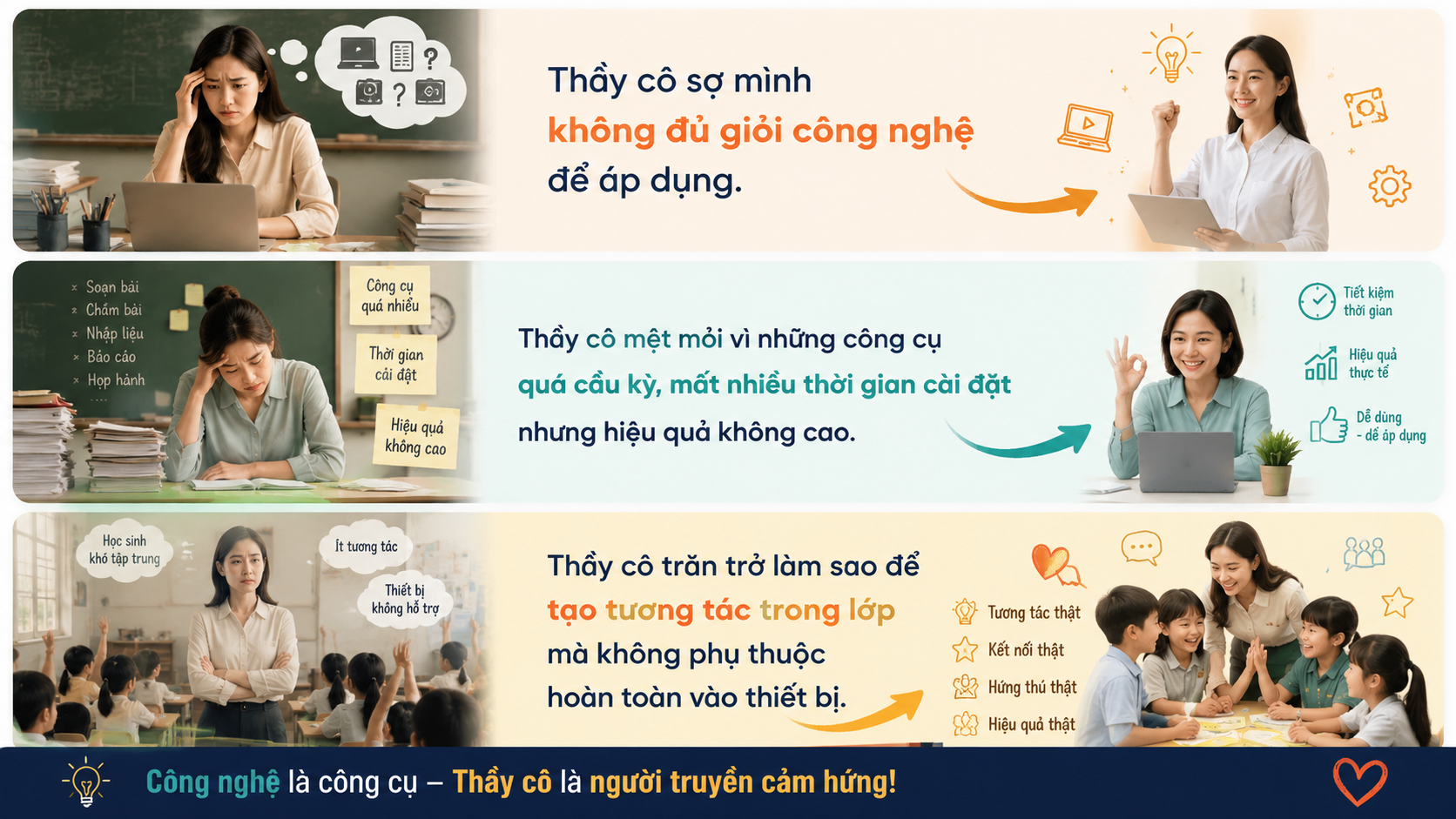 Nỗi sợ của thầy cô khi ứng dụng công nghệ và kết quả sau khi có công cụ đơn giản, dễ áp dụng